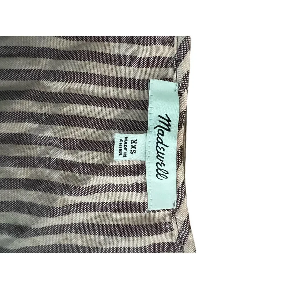 MADEWELL Puff-Sleeve Peplum Wrap Top in Stripe size XXS Retails $79